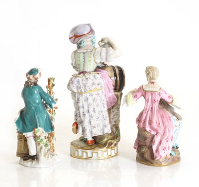 Lot 110 - Three porcelain Meissen figures