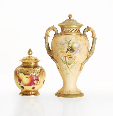 Lot 111 - Two Worcester porcelain vases and covers