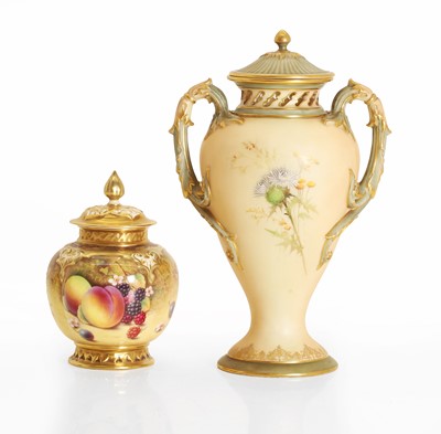 Lot 111 - Two Worcester porcelain vases and covers