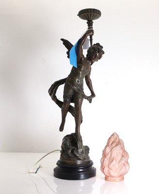 Lot 473 - A spelter lamp