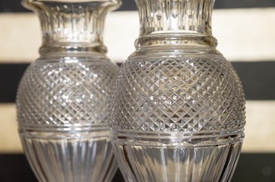 Lot 151 - A near pair of Baccarat ‘Edwige’ cut-glass vases