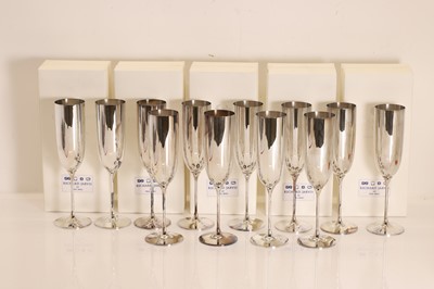 Lot 5 - A collection of twelve silver champagne flutes