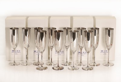 Lot 5 - A collection of twelve silver champagne flutes