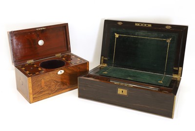 Lot 304 - A Victorian Coromandel writing slope and mahogany tea caddy