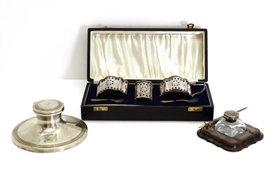 Lot 36A - A three-piece silver condiment set