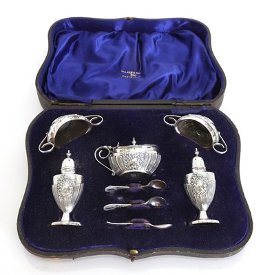Lot 11A - An Edwardian silver cruet set