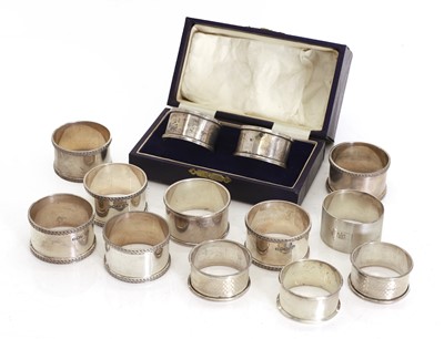 Lot 19A - A collection of thirteen silver napkin rings