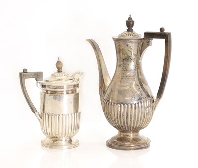 Lot 36 - A silver coffee pot and hot water jug