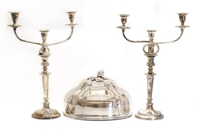 Lot 46 - A pair of silver-plated candelabra