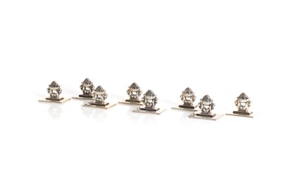 Lot 48 - A set of eight Georg Jensen 'Acorn' pattern sterling silver 925 menu holders
